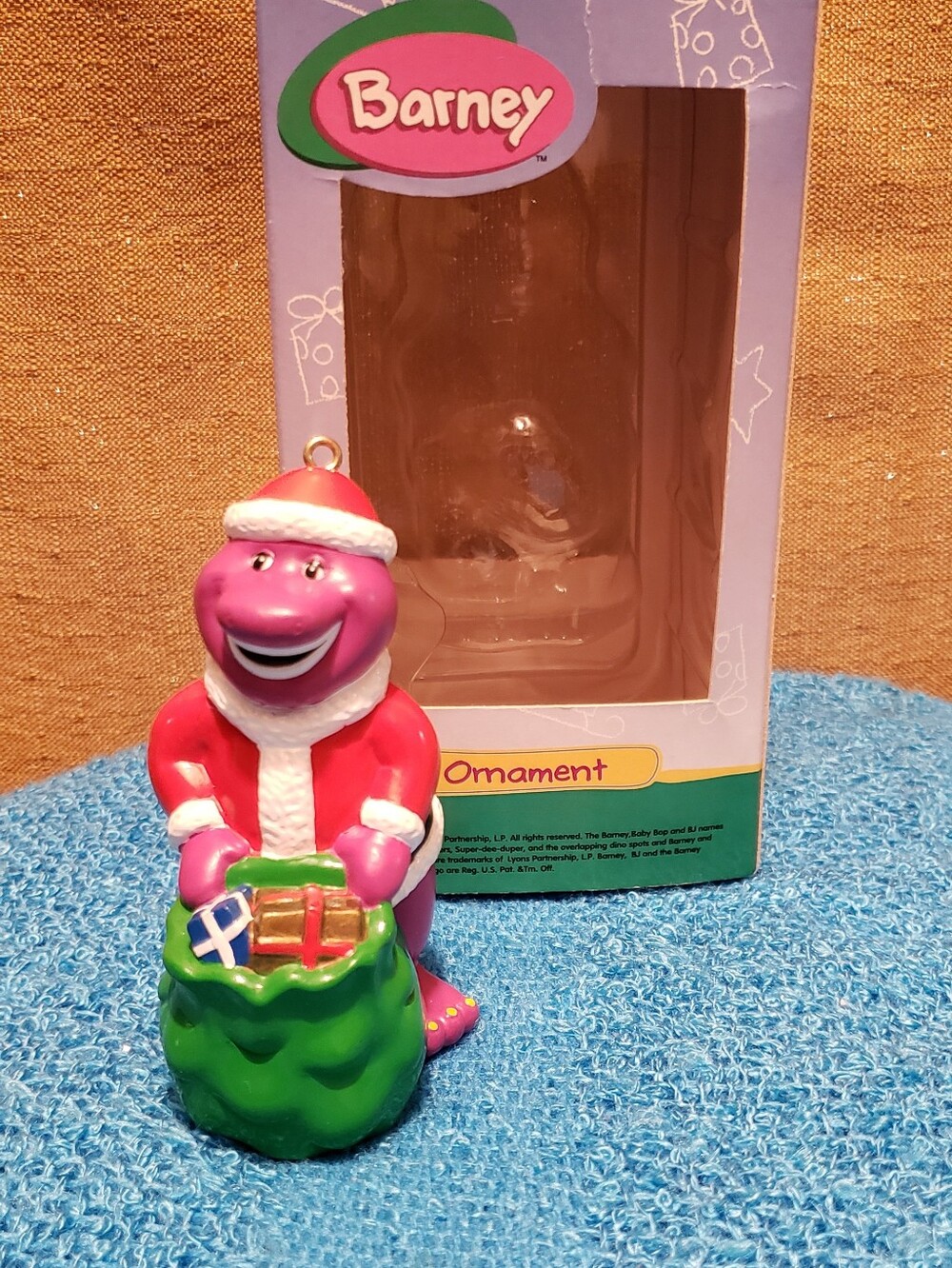 Barney Purple and Red Barney Santa Ornament